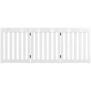 24 Inch Folding Wooden Freestanding Dog Gate with 360° Flexible Hinge for Pet-White