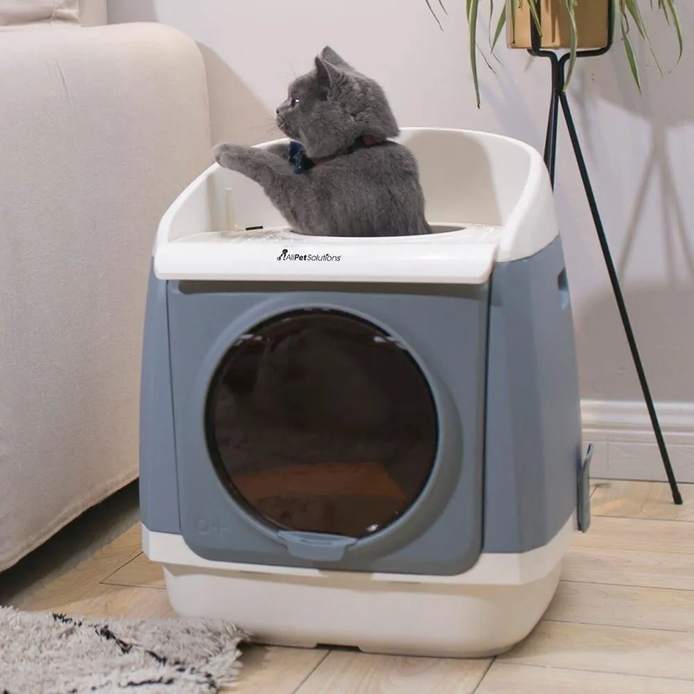 AllPetSolutions Grey Cat Litter Box - Exit Hatch Feature