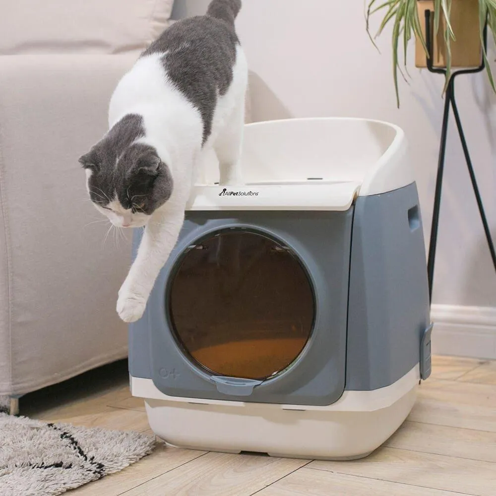 AllPetSolutions Grey Cat Litter Box - Exit Hatch Feature