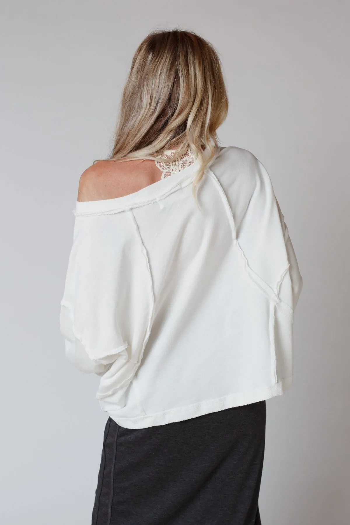 Bailey Oversized Raw Edge Top - White