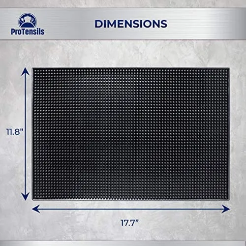 Bar Mat by ProTensils, 18" x 12", Quality Rubber Barber Service Mat, Black Coffee Bar Mats, Spill Mat for Counter-Top (2 Pieces)