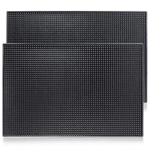 Bar Mat by ProTensils, 18" x 12", Quality Rubber Barber Service Mat, Black Coffee Bar Mats, Spill Mat for Counter-Top (2 Pieces)