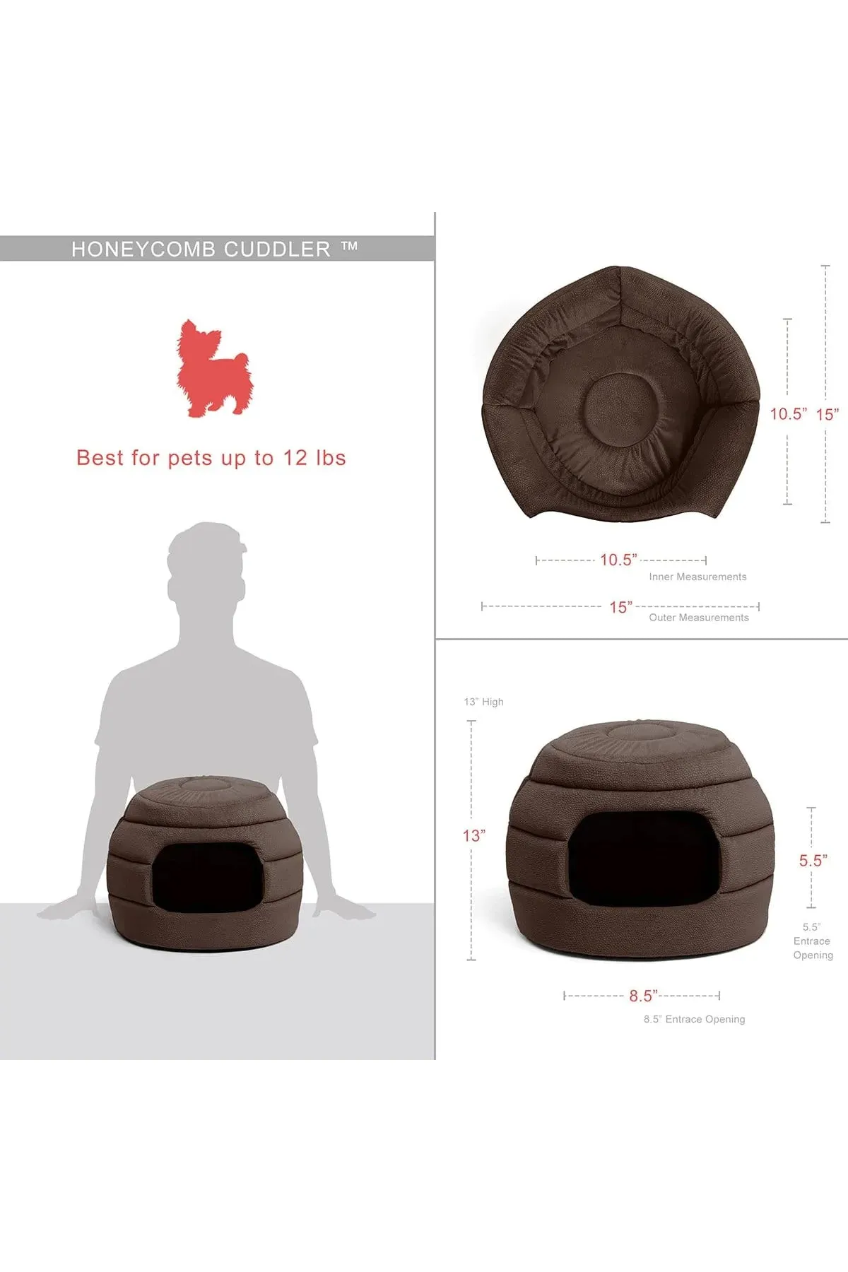 Best Friends 2-in-1 Honeycomb Hut Cuddler Gray Cat Cave