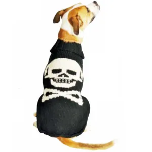 Black Skull Hand Knit Wool Dog Sweater by Chilly Dog