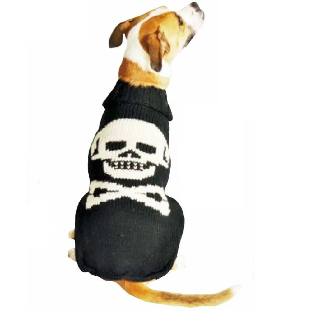 Black Skull Hand Knit Wool Dog Sweater by Chilly Dog