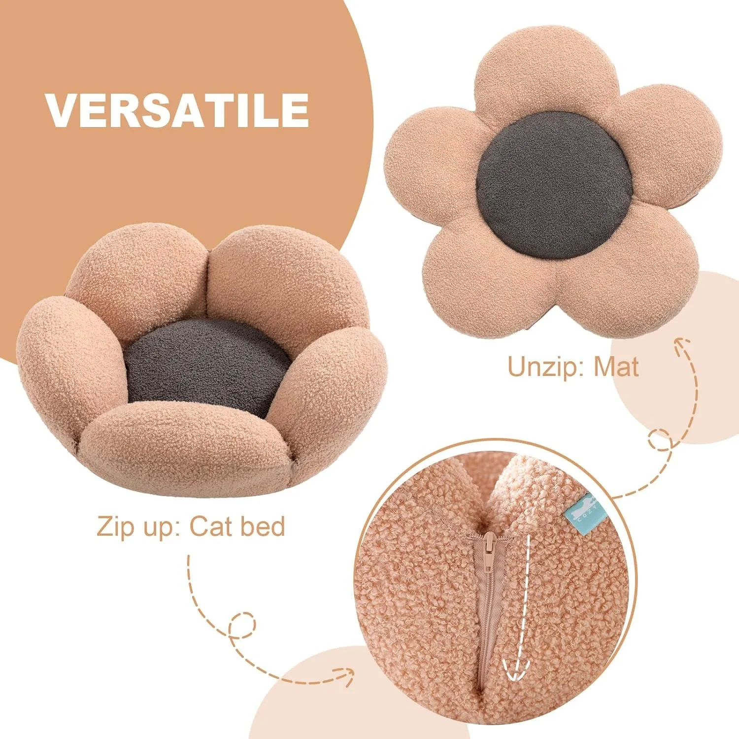Flower Shape Plush Cat Bed