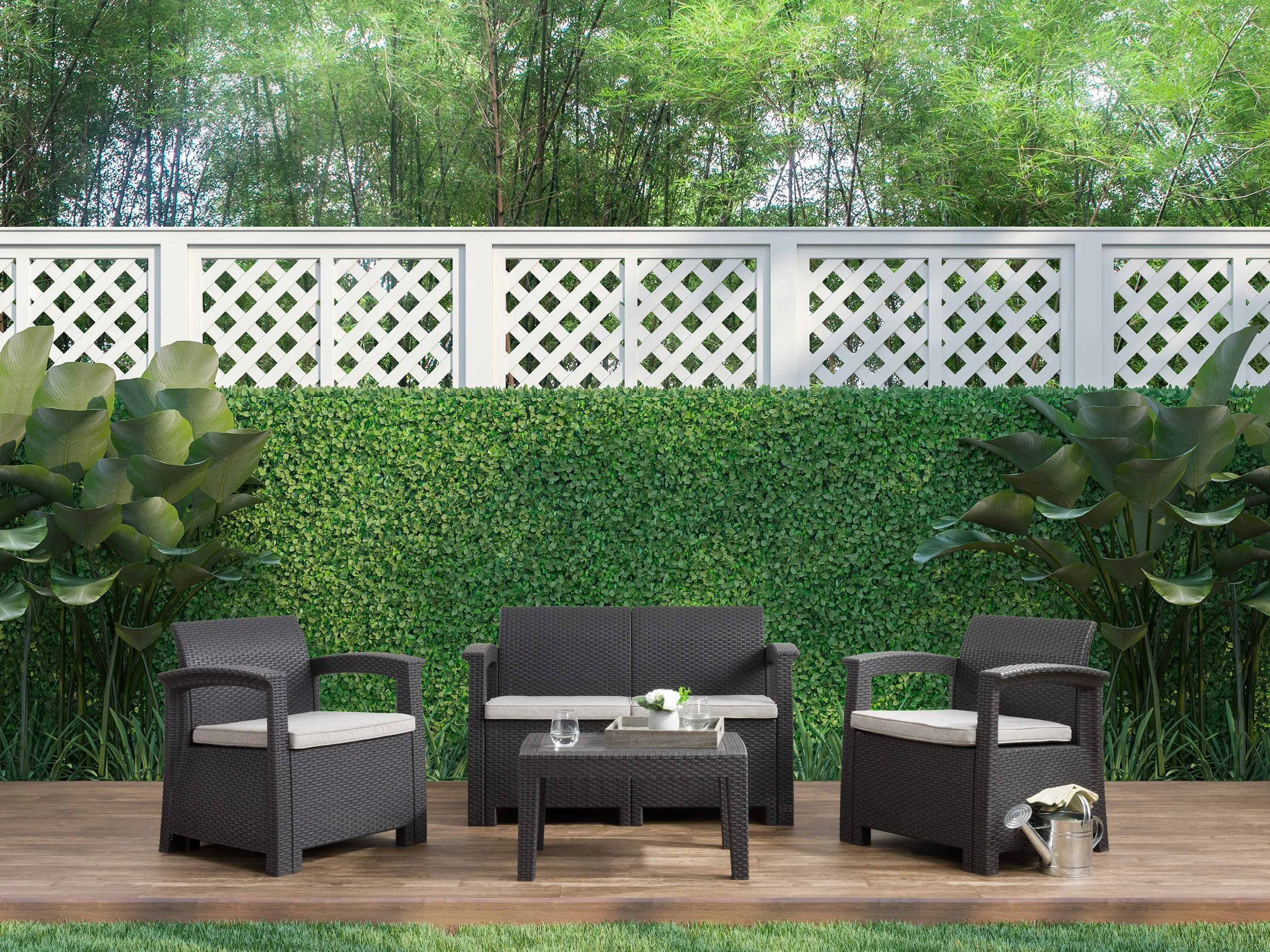 Grey Patio Conversation Set 4pc