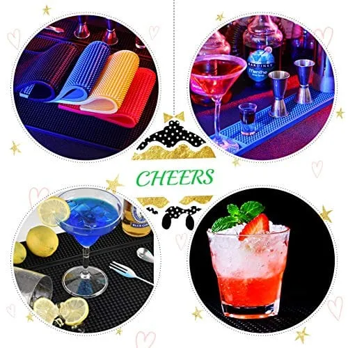 IMIYOKU Bar Mat Set of 3 Rubber Bar Service Spill Mat for Cocktail Bartender Coffee Bar or Countertop Mats Glass Drying Mat (BLACK, 18" x 12" 23" x 3" 12" x 6")