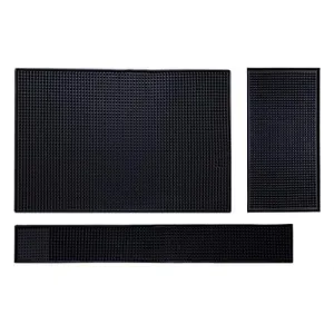 IMIYOKU Bar Mat Set of 3 Rubber Bar Service Spill Mat for Cocktail Bartender Coffee Bar or Countertop Mats Glass Drying Mat (BLACK, 18" x 12" 23" x 3" 12" x 6")