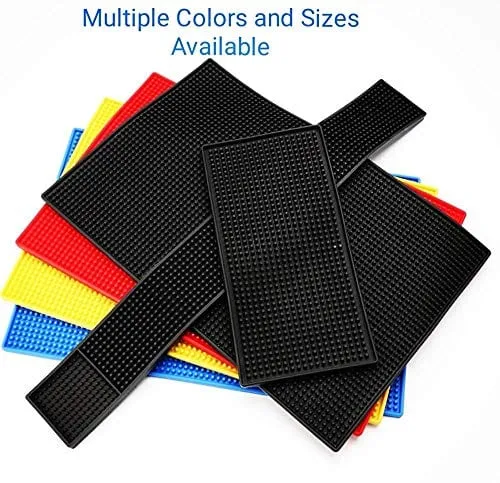 IMIYOKU Bar Mat Set of 3 Rubber Bar Service Spill Mat for Cocktail Bartender Coffee Bar or Countertop Mats Glass Drying Mat (BLACK, 18" x 12" 23" x 3" 12" x 6")