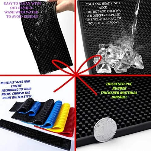 IMIYOKU Bar Mat Set of 3 Rubber Bar Service Spill Mat for Cocktail Bartender Coffee Bar or Countertop Mats Glass Drying Mat (BLACK, 18" x 12" 23" x 3" 12" x 6")