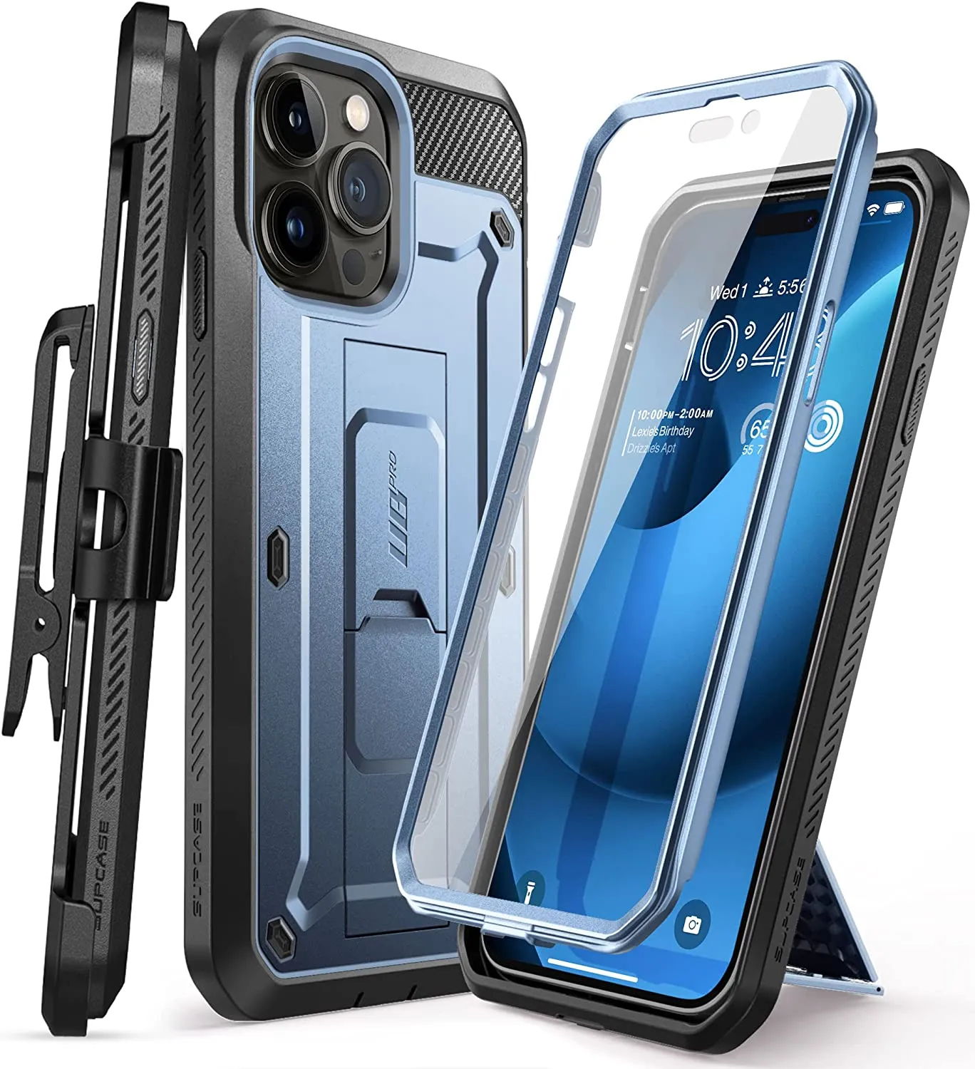 iPhone 14 Pro 6.1", Built-in Screen Protecto Rugged Case Black
