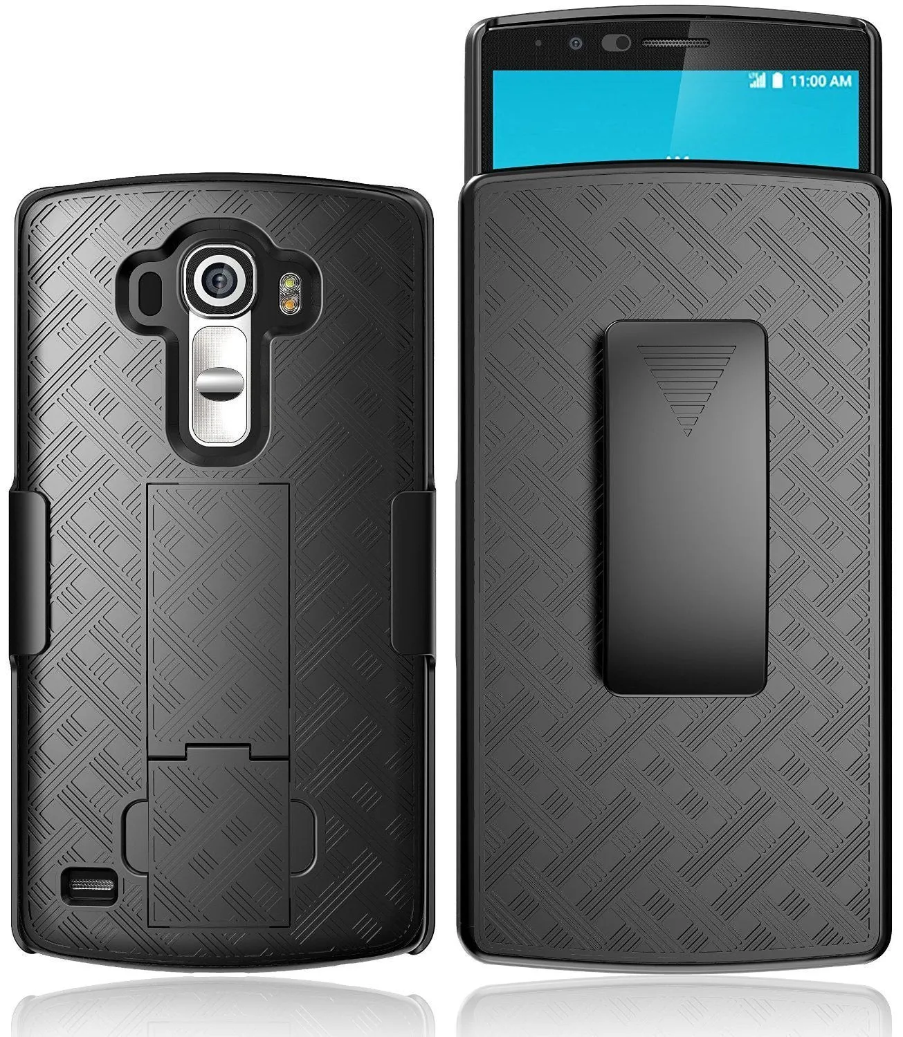 LG V10 Case, Swivel Locking Belt Clip Holster Slim Shell Combo[Kickstand] Case for LG V10 - Black