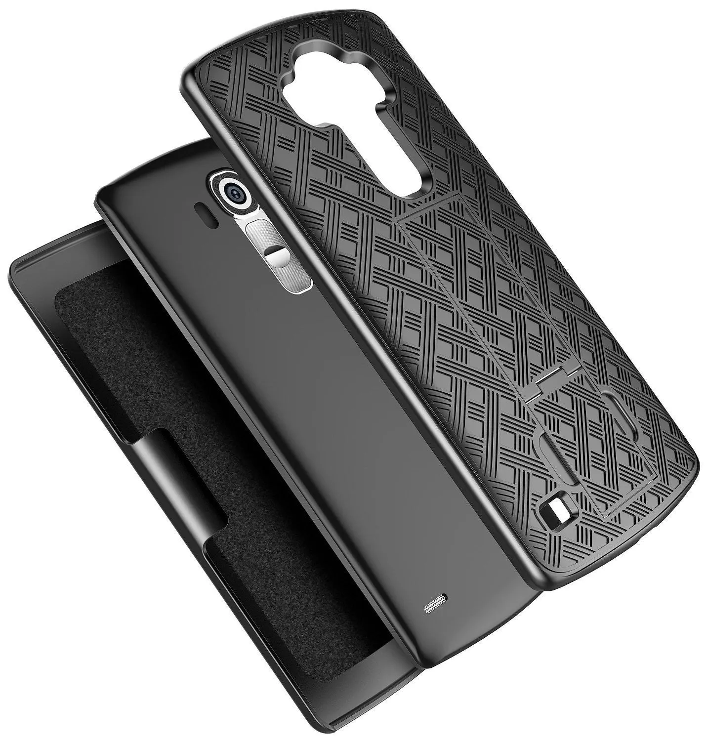 LG V10 Case, Swivel Locking Belt Clip Holster Slim Shell Combo[Kickstand] Case for LG V10 - Black