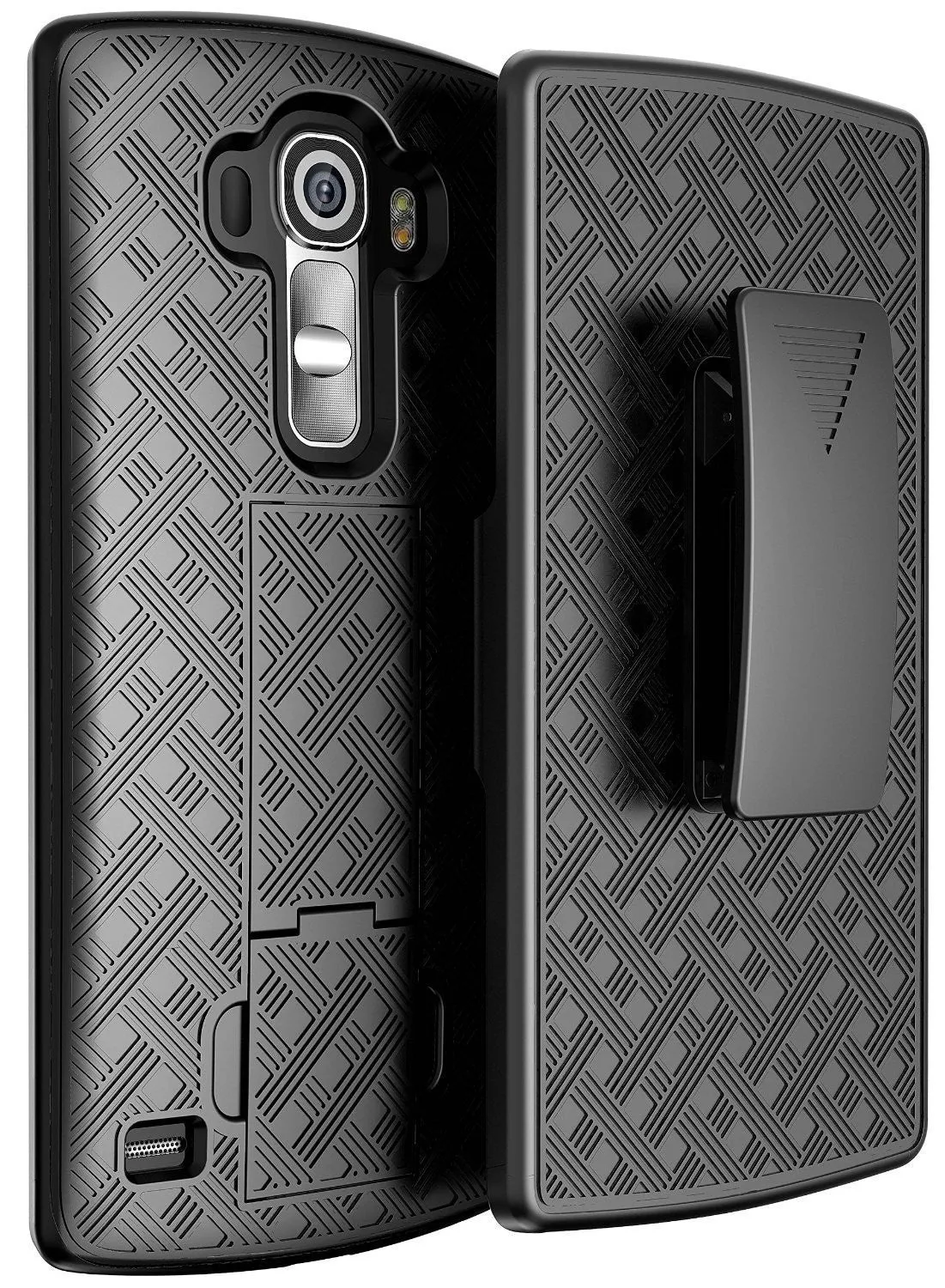 LG V10 Case, Swivel Locking Belt Clip Holster Slim Shell Combo[Kickstand] Case for LG V10 - Black