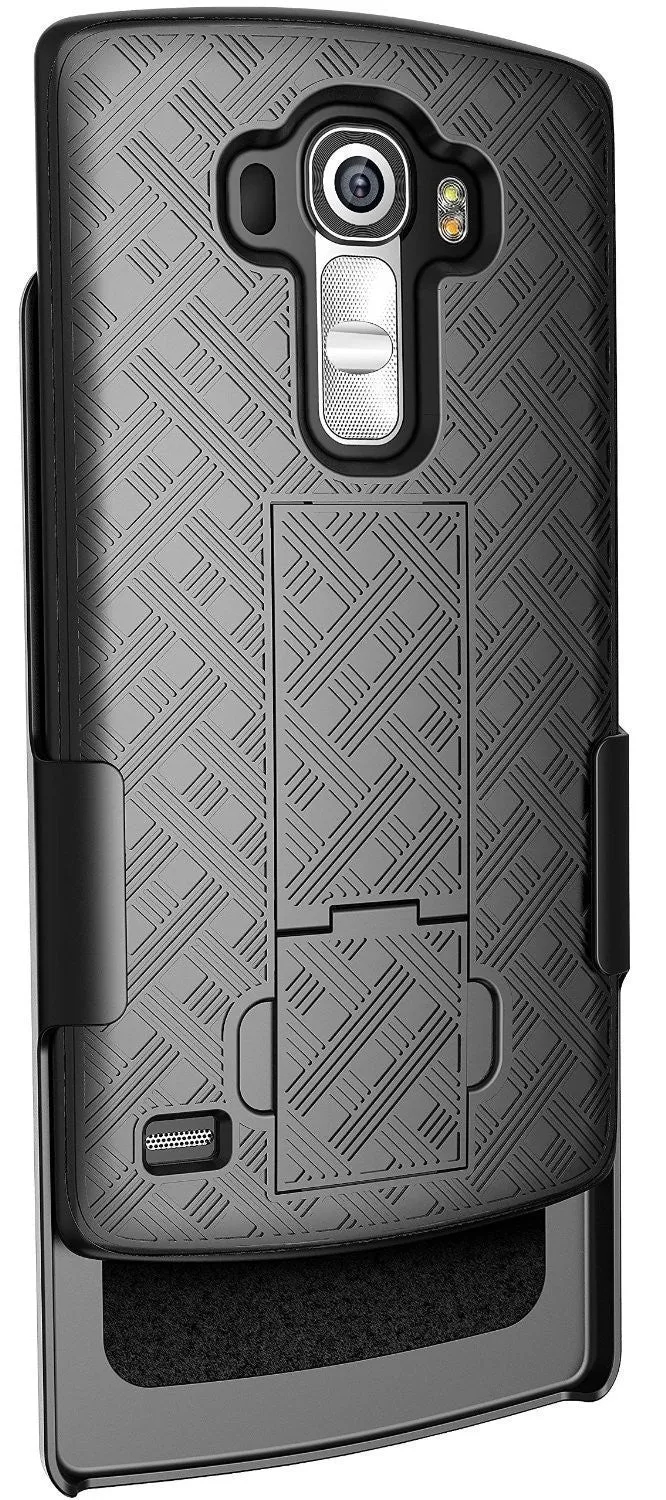LG V10 Case, Swivel Locking Belt Clip Holster Slim Shell Combo[Kickstand] Case for LG V10 - Black