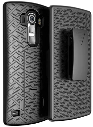 LG V10 Case, Swivel Locking Belt Clip Holster Slim Shell Combo[Kickstand] Case for LG V10 - Black