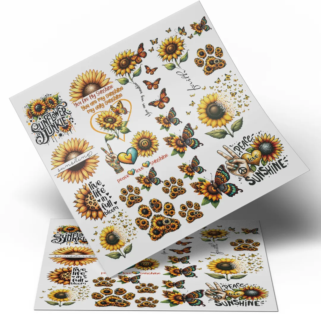 UV DTF  WRAP -  Sunflowers 12x10 inches - stickers